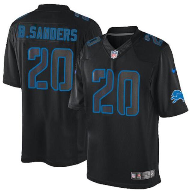 Men's Detroit Lions Customized Black Stitched Football Jersey